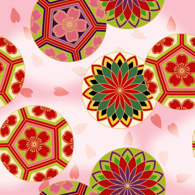 和柄・和風デザイン用無料文様背景素材 毬と桜